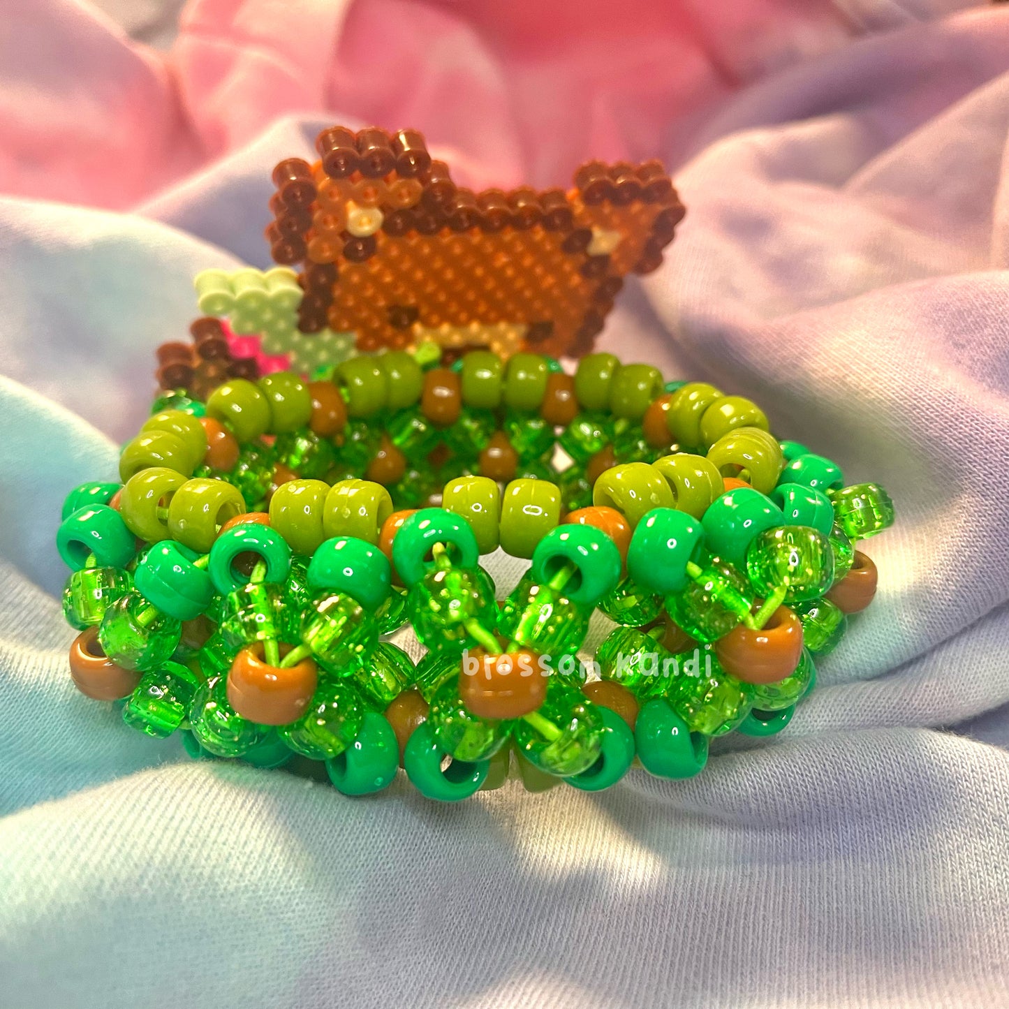 woodland strawbeary kandi cuff ♡