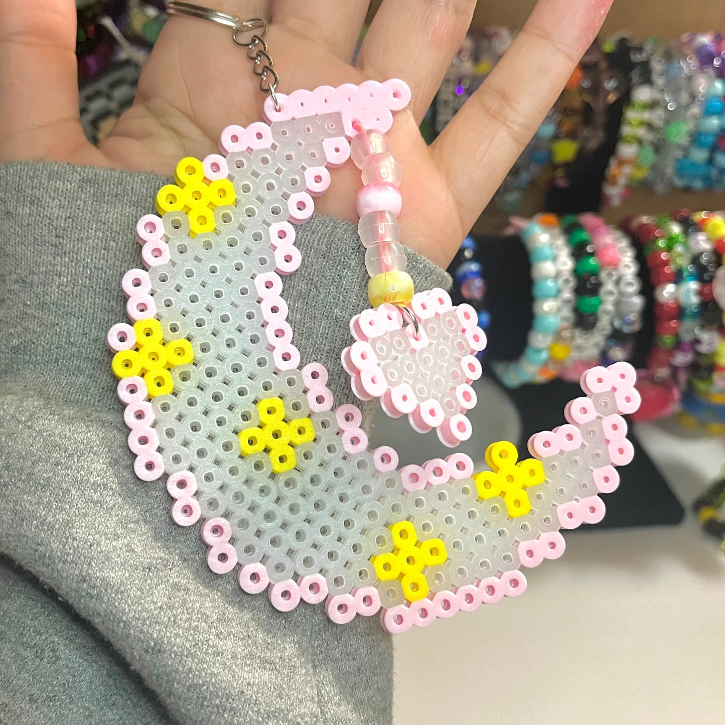 pink moon perler keychain ♡